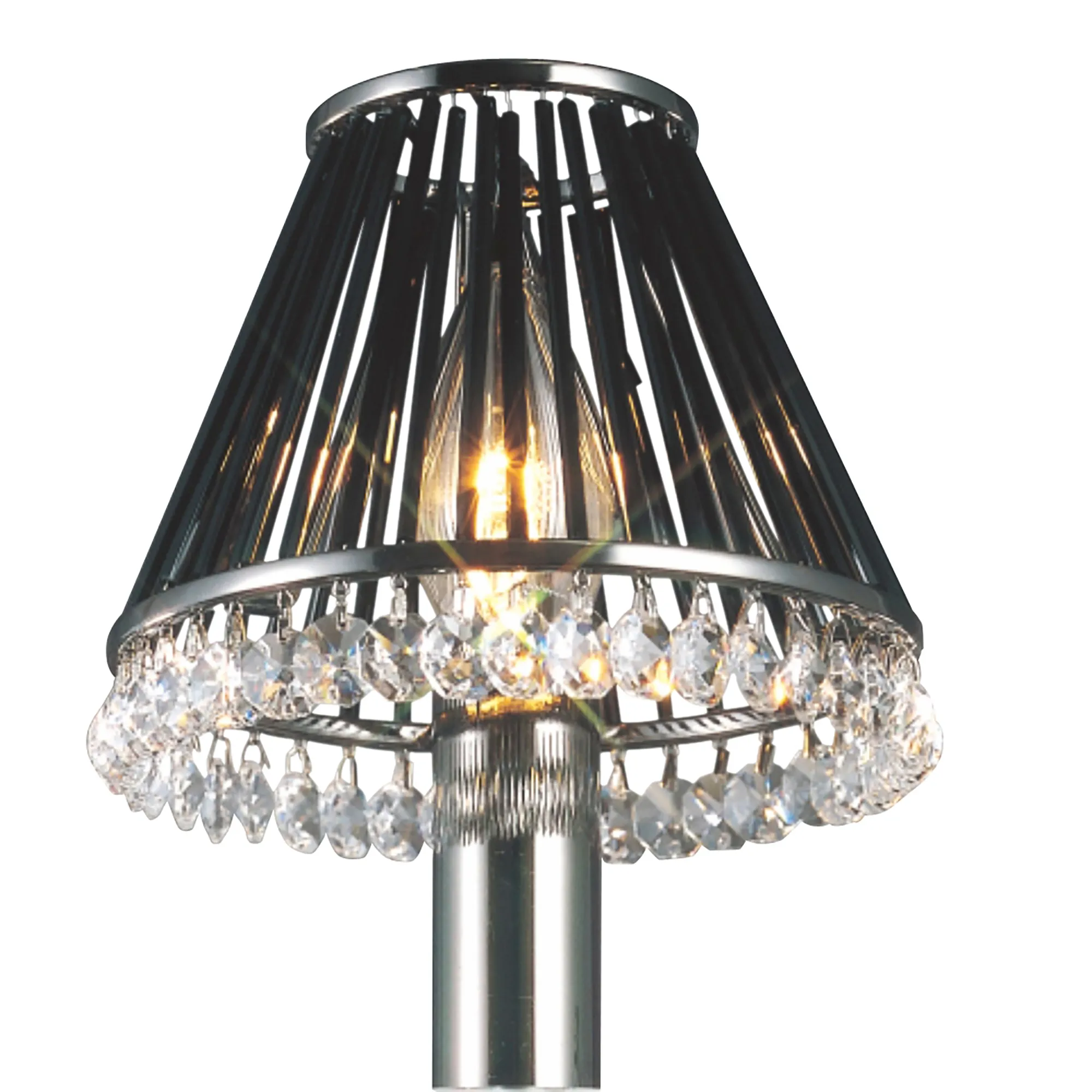 IL30900  Crystal and Glass Rod Clip-On Shade Black Chrome